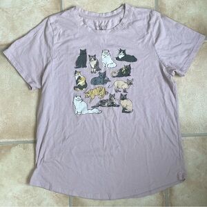 Mighty Fine light pink cat lover short sleeve tshirt, pullover, cotton blend; L